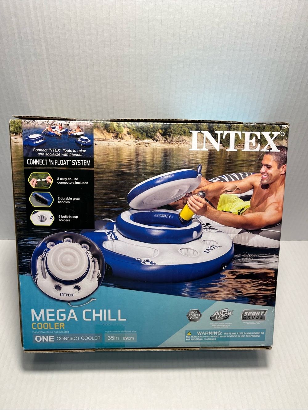 Intex Mega Chill Inflatable Floating 30 can Beverage Cooler Beer Pop Tube Tubing